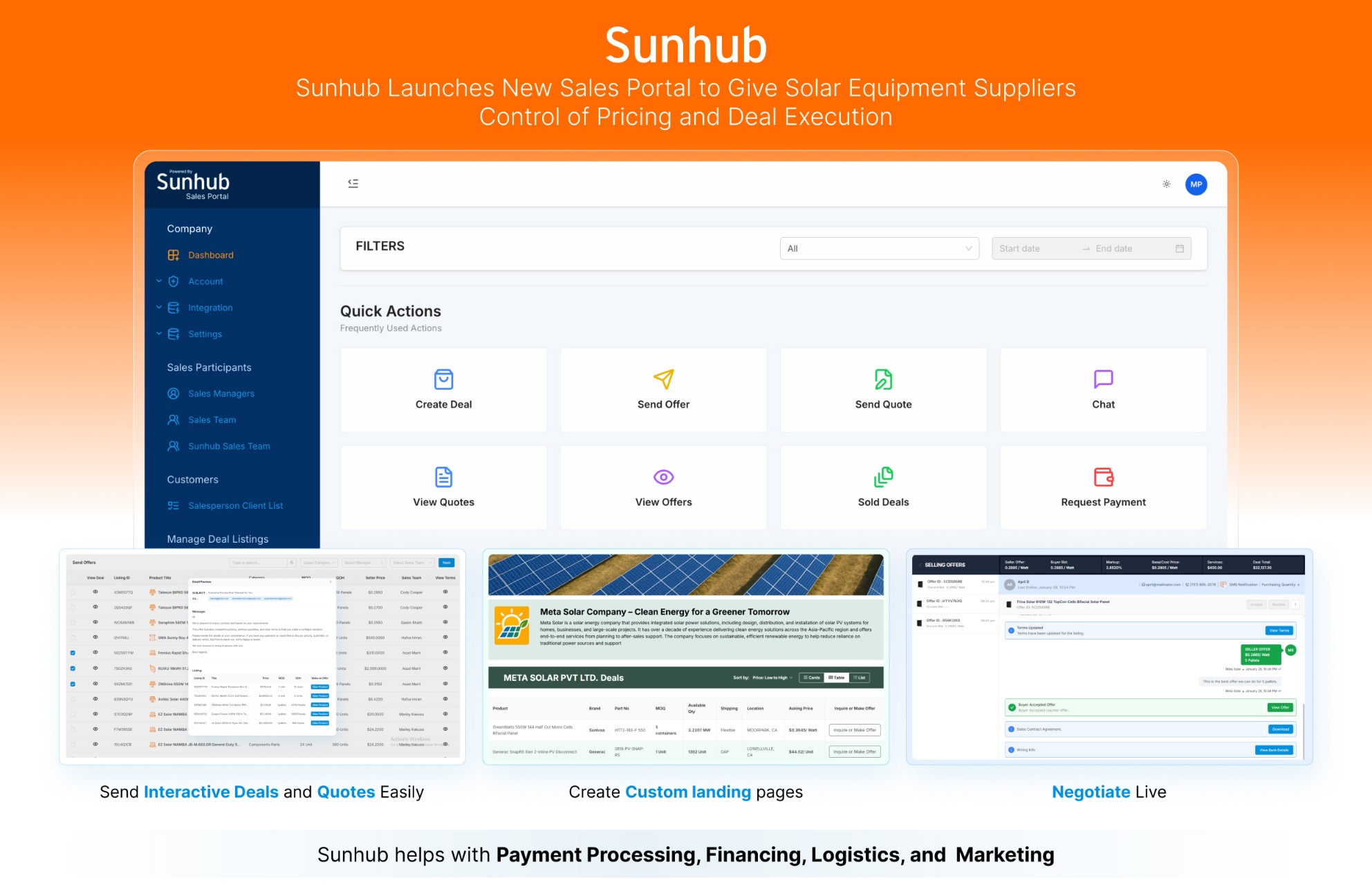 At Intersolar & Energy Storage North America, Sunhub Unveils New Sales Portal Giving Solar Suppliers Full Control Of Pricing, Listings, Negotiations, Contracts, And Customer Management