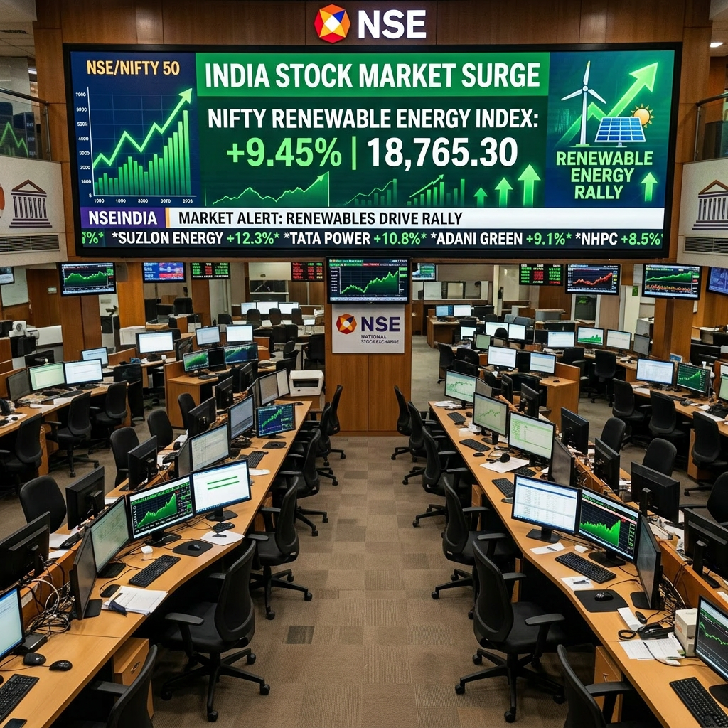 Indian Stock Market Rallies As Renewable Energy And Large-Cap Stocks Drive Strong Gains On July 10, 2026 - SolarQuarter